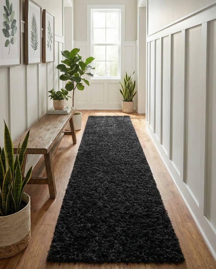 Detail image of 2' 6 x 16' 5 Comfort Solid Shag Runner Rug