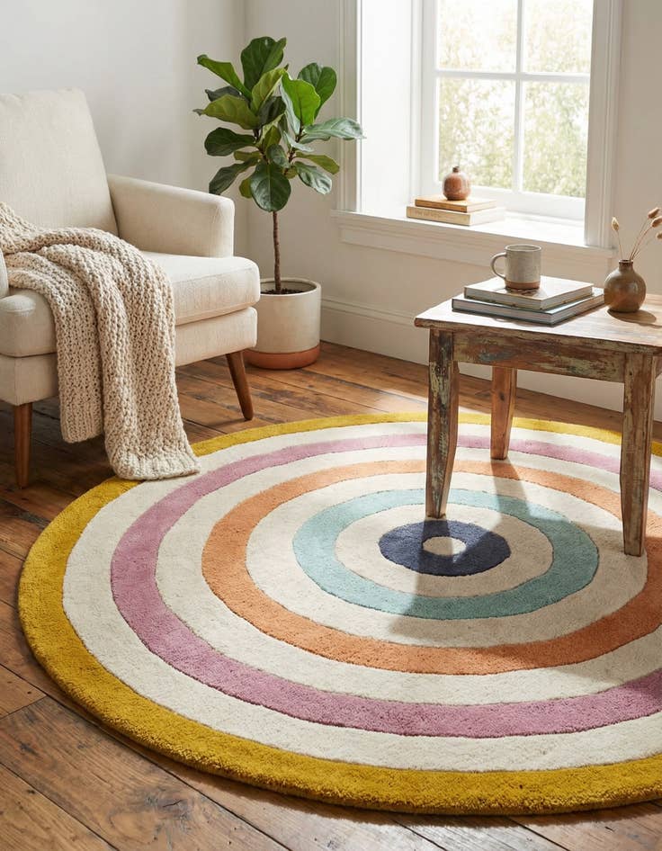 Detail image of 4' 1 x 4' 1 Hand Tufted Wool Round Rug