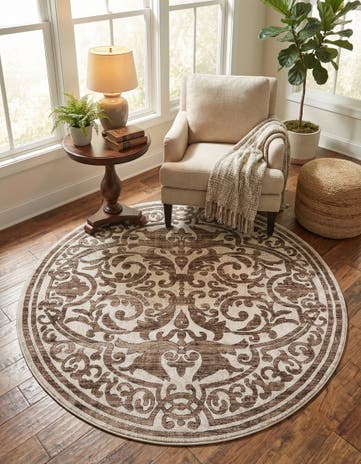 Chocolate Brown Hermitage Round Rug