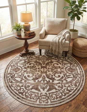 Chocolate Brown Hermitage Round Rug