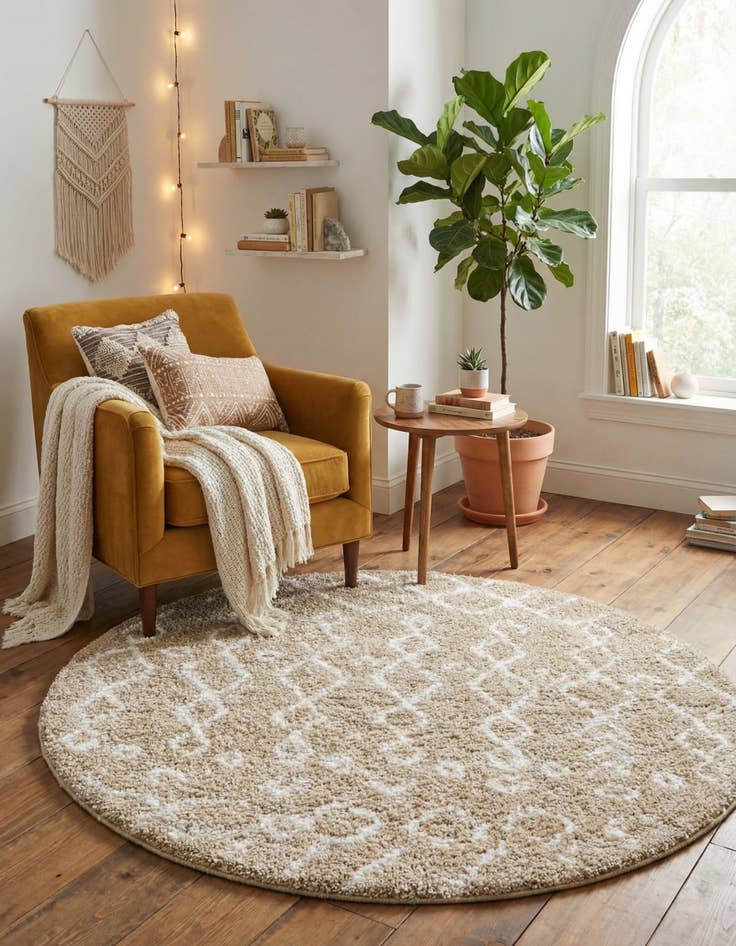 Detail image of 5' x 5' Moroccan Shag Round Rug