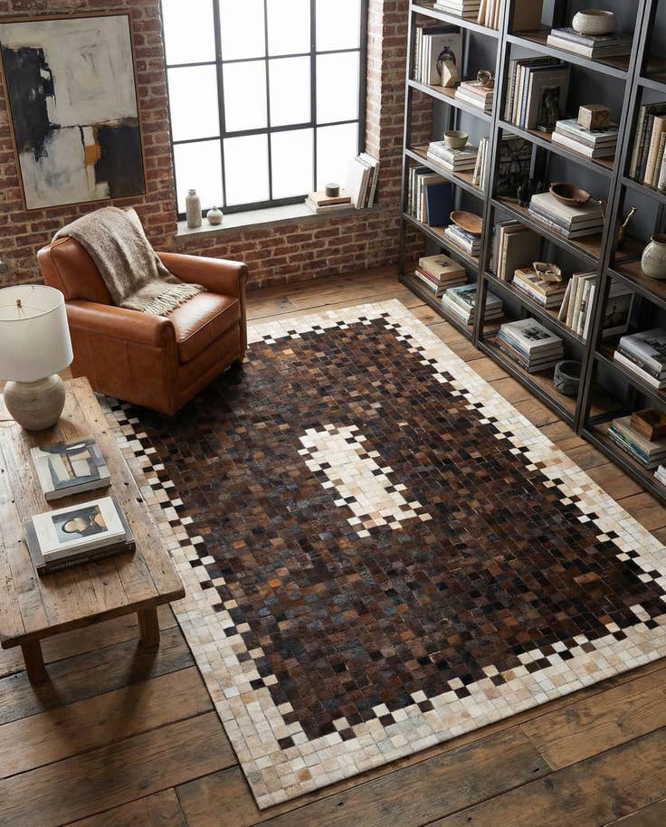 Detail image of 5' 3 x 8' Cowhide Stocks Rug