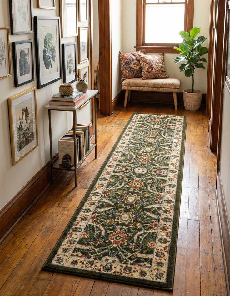 Detail image of 2' x 8' 2 Kashan Design Runner Rug