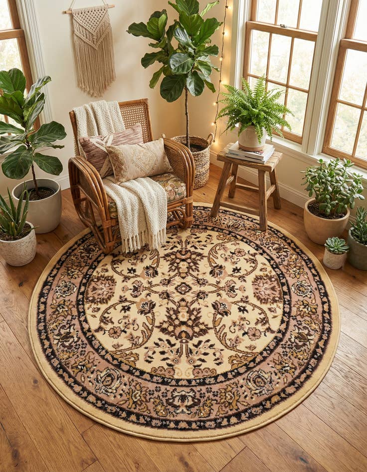 Detail image of 4' x 4' Kashan Design Round Rug