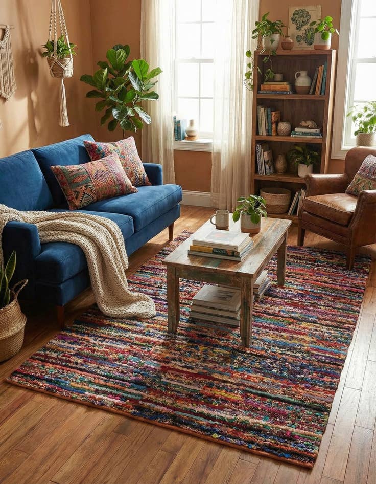 Detail image of 6' 1 x 9' Handmade Braided Chindi Rug