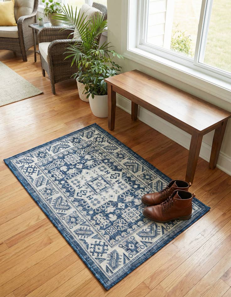 Detail image of 2' x 3' Easy-Clean Aztec Indoor / Outdoor Rug