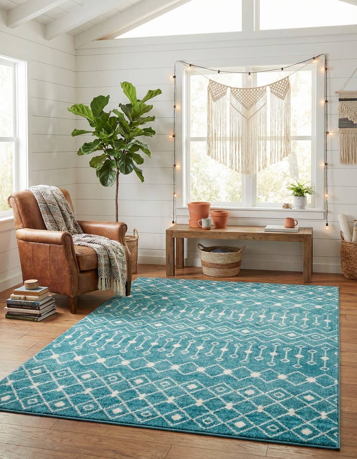 Detail image of 5' 3 x 8' Moroccan Trellis Rug