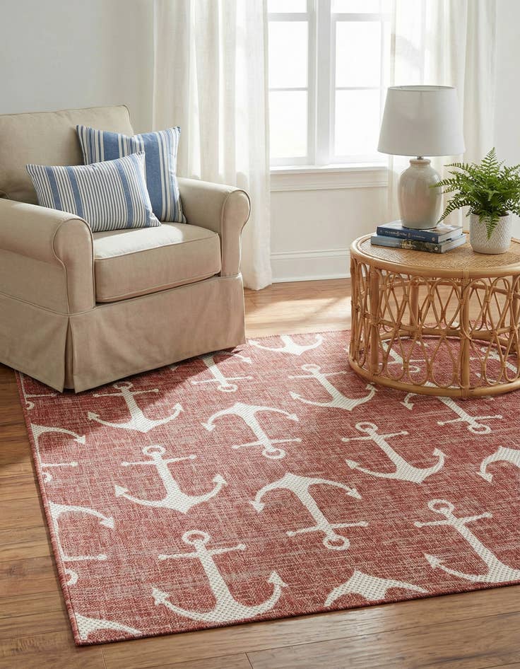 Detail image of 5' 3 x 5' 3  Washable Coastal Indoor / Outdoor Square Rug