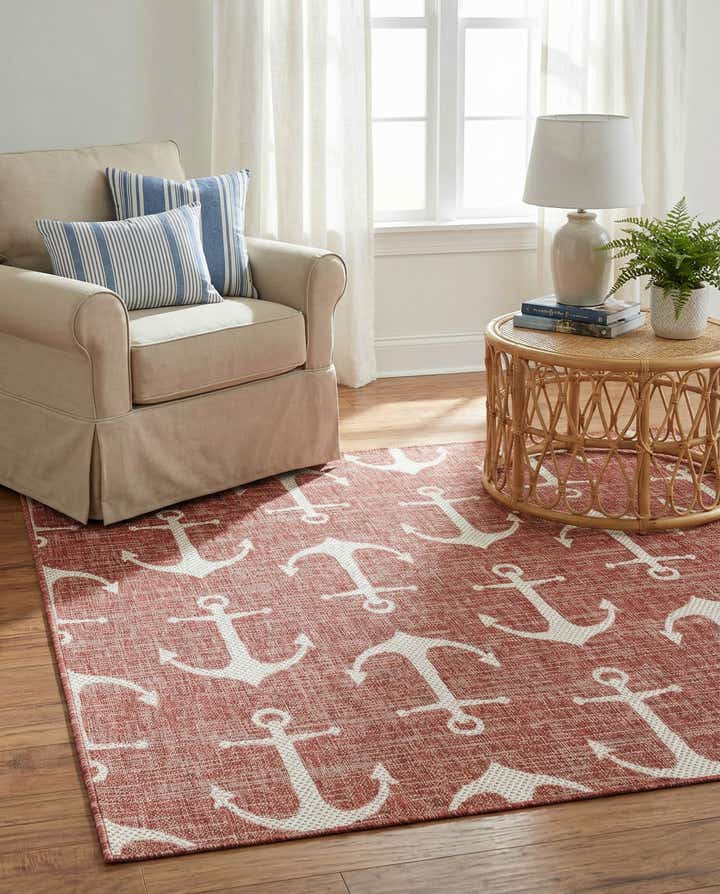 5' 3 x 5' 3 Easy-Clean Coastal Indoor / Outdoor Square Rug