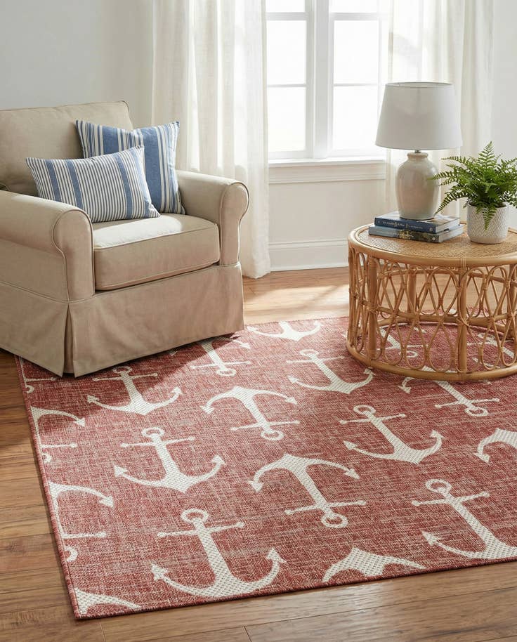 Detail image of 5' 3 x 5' 3 Easy-Clean Coastal Indoor / Outdoor Square Rug