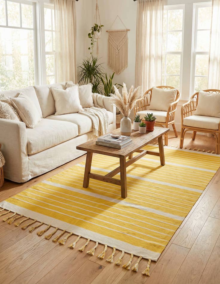 Detail image of 5' 1 x 8' Hand Woven Chindi Cotton Rug