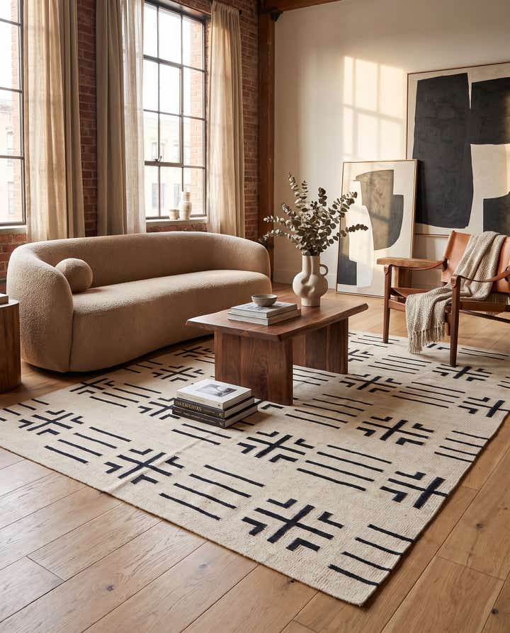 5' 3 x 6' 6 Hand Woven Kilim Modern Wool Square Rug