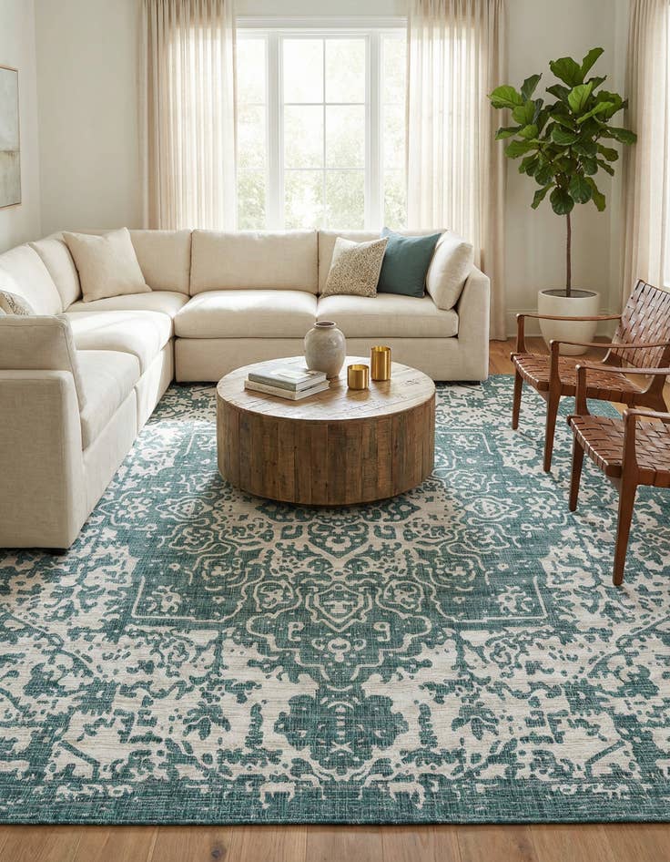 Detail image of 13' x 13'  Washable Jill Zarin Dubai Indoor / Outdoor Square Rug