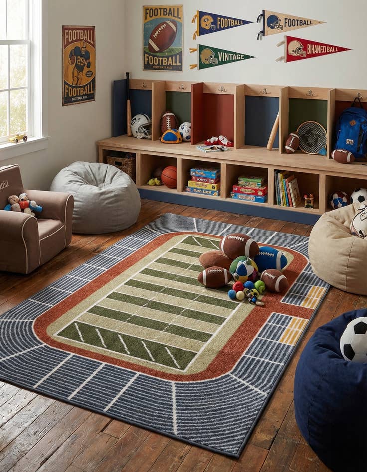 Detail image of 3' 3 x 5' 3 Sports Washable Rug