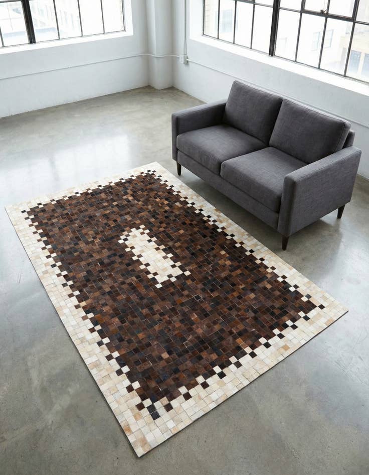 Detail image of 5' 2 x 8' Cowhide Stocks Rug