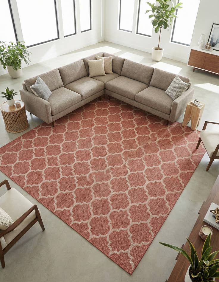 Detail image of 10' 8 x 10' 8 Washable Lattice Indoor / Outdoor Square Rug