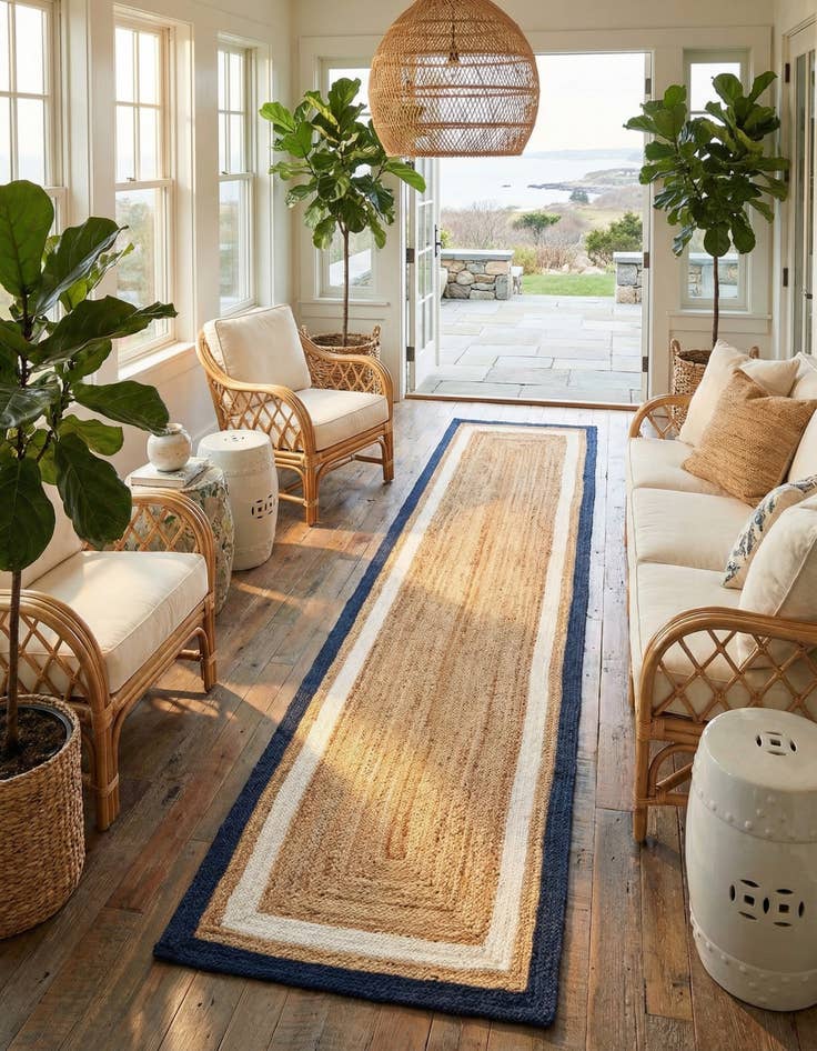 Detail image of 2' 7 x 12'  Hand Braided Jute Runner Rug