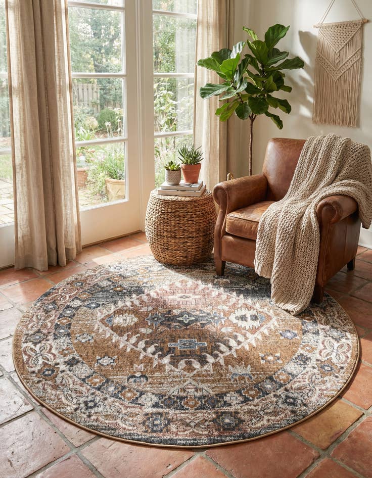 Detail image of 5' 3 x 5' 3 Eco Southwestern Round Rug