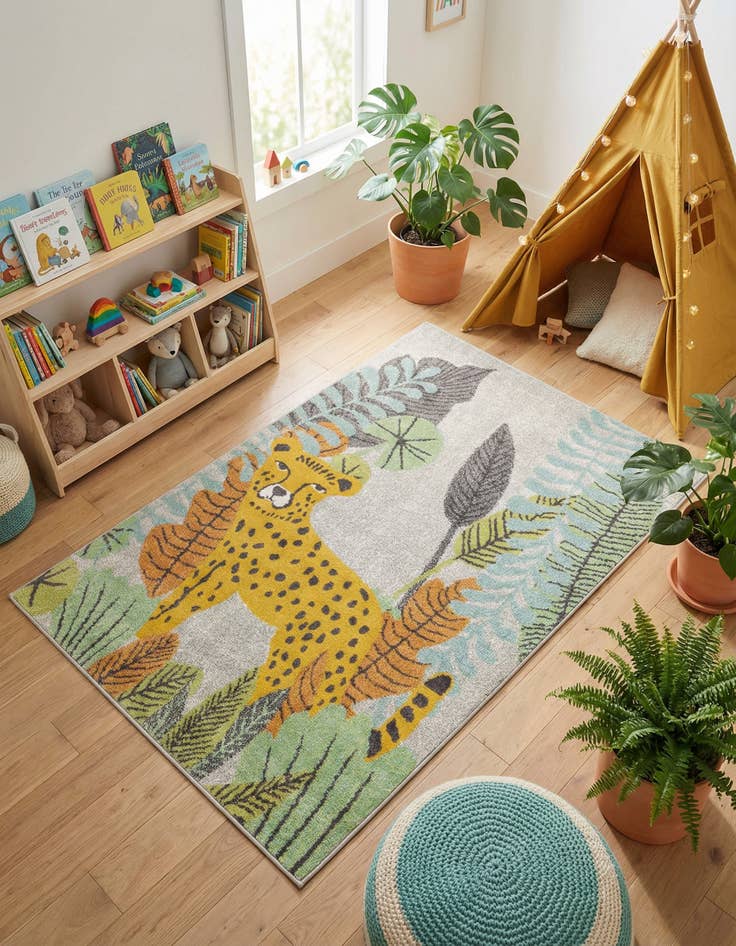 Detail image of 4' x 6' Leopard Whimsy Kids Rug