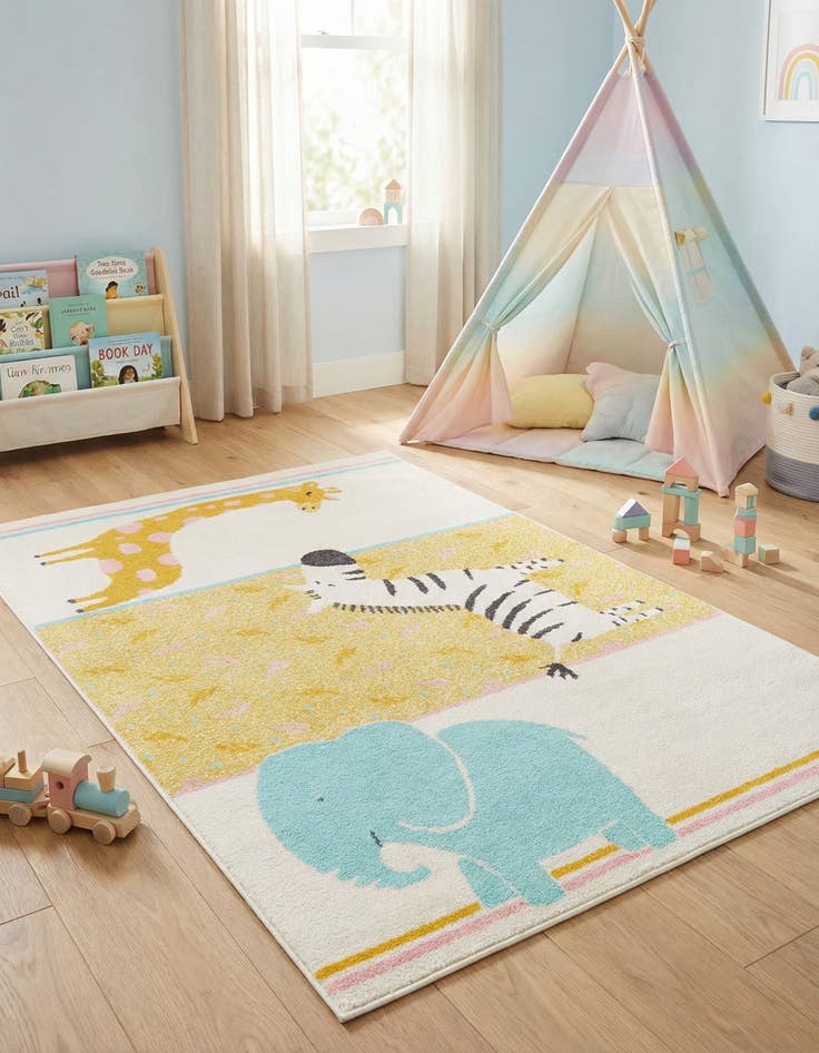 Detail image of 3' 11 x 5' 11 Animals Whimsy Kids Rug