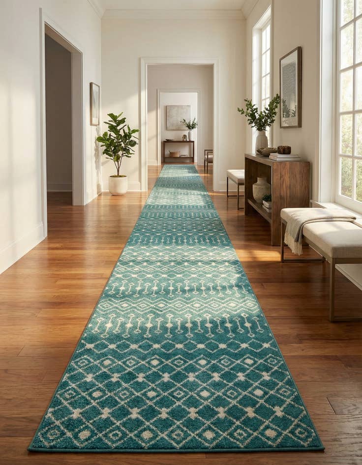 Detail image of 3' 3 x 16' 5 Moroccan Trellis Runner Rug