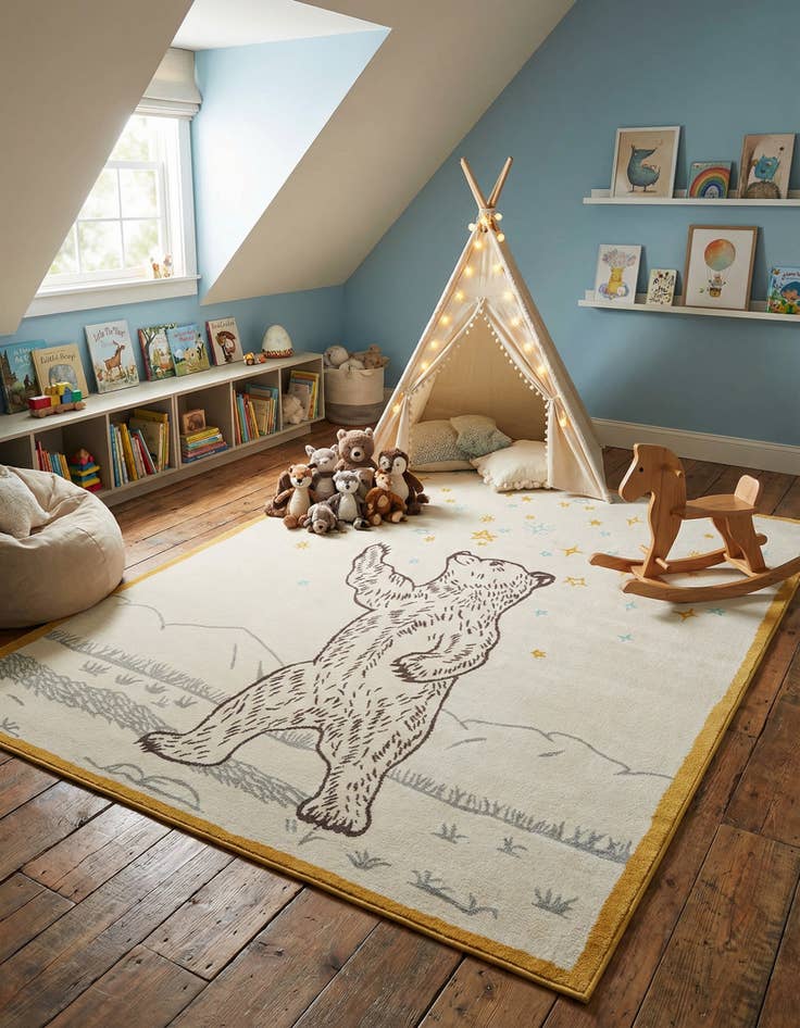 Detail image of 7' 10 x 10' Bear Whimsy Kids Rug