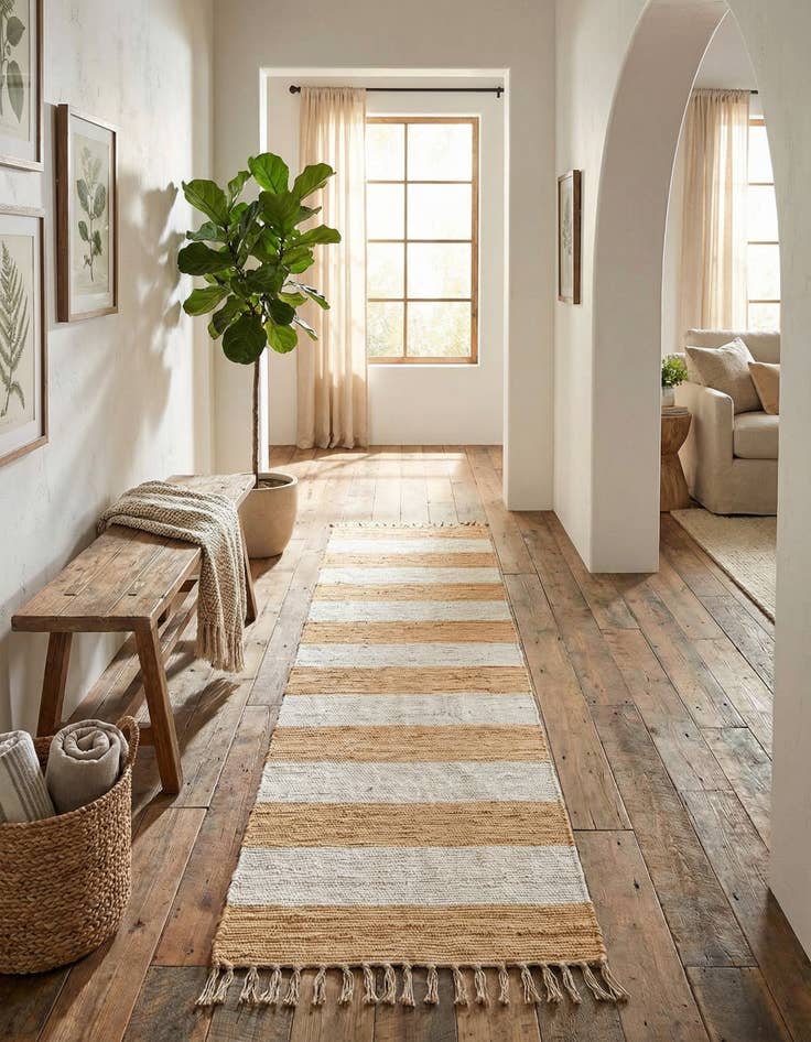 Detail image of 2' 2 x 12'  Hand Woven Chindi Rag Runner Rug