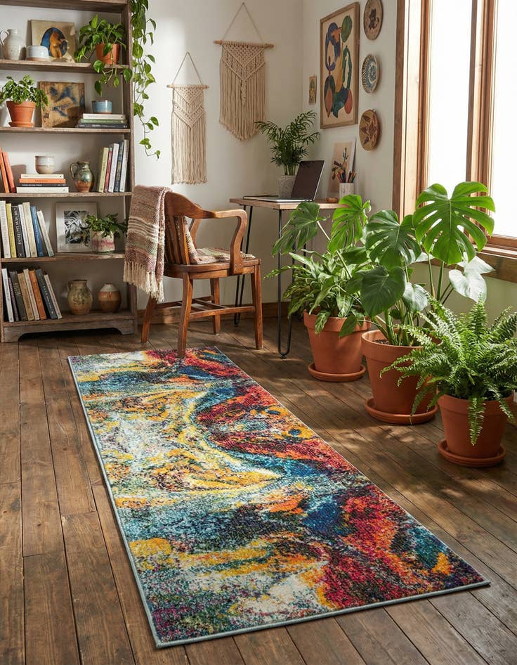 Detail image of 2' x 6'  Washable Haerfest Runner Rug