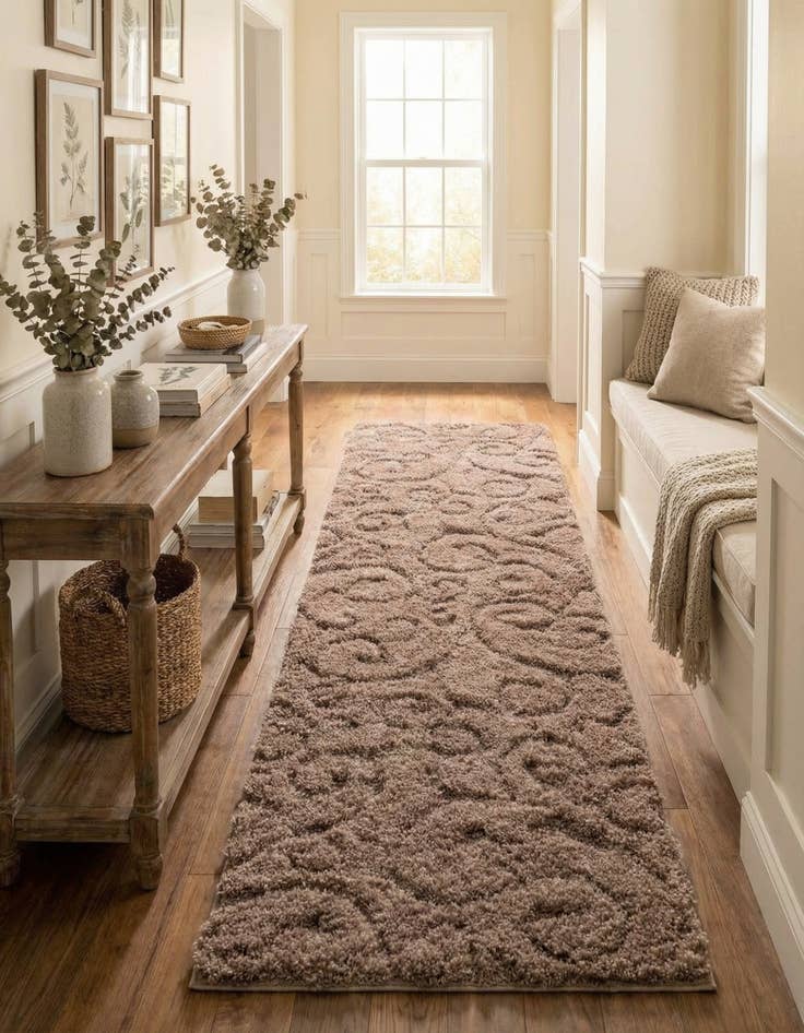 Detail image of  2' 7 x 10' Botanical Shag Runner Rug