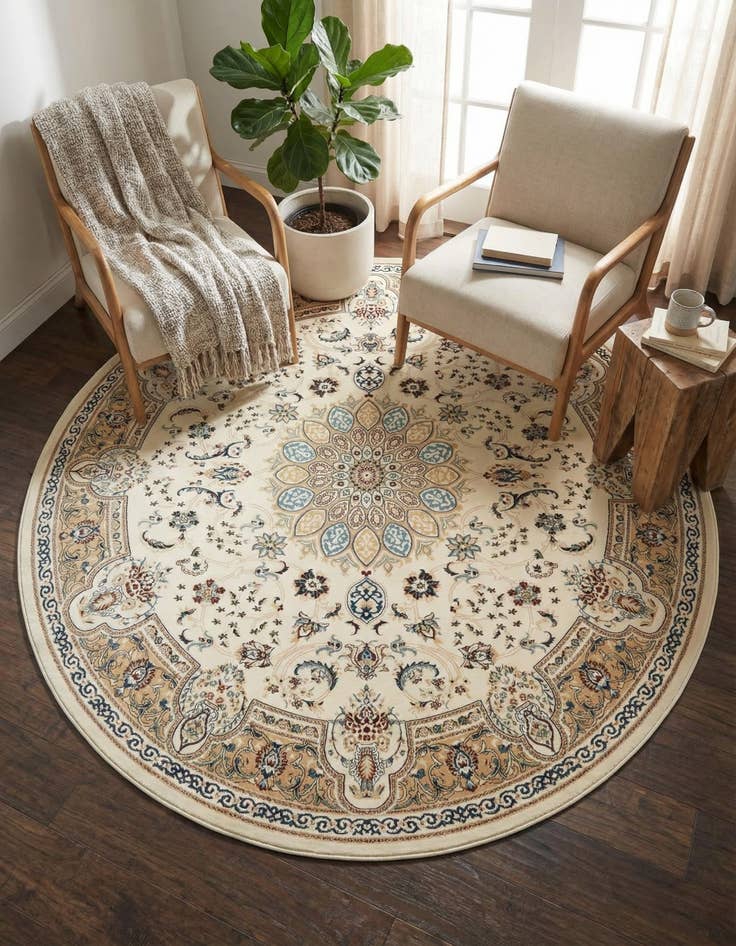 Detail image of 5' x 5' Nain Design Round Rug