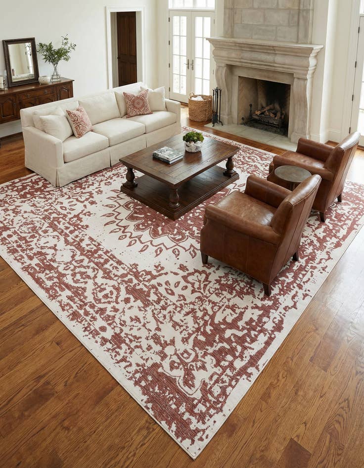 Detail image of 12' x 12'  Washable Traditional Indoor / Outdoor Square Rug