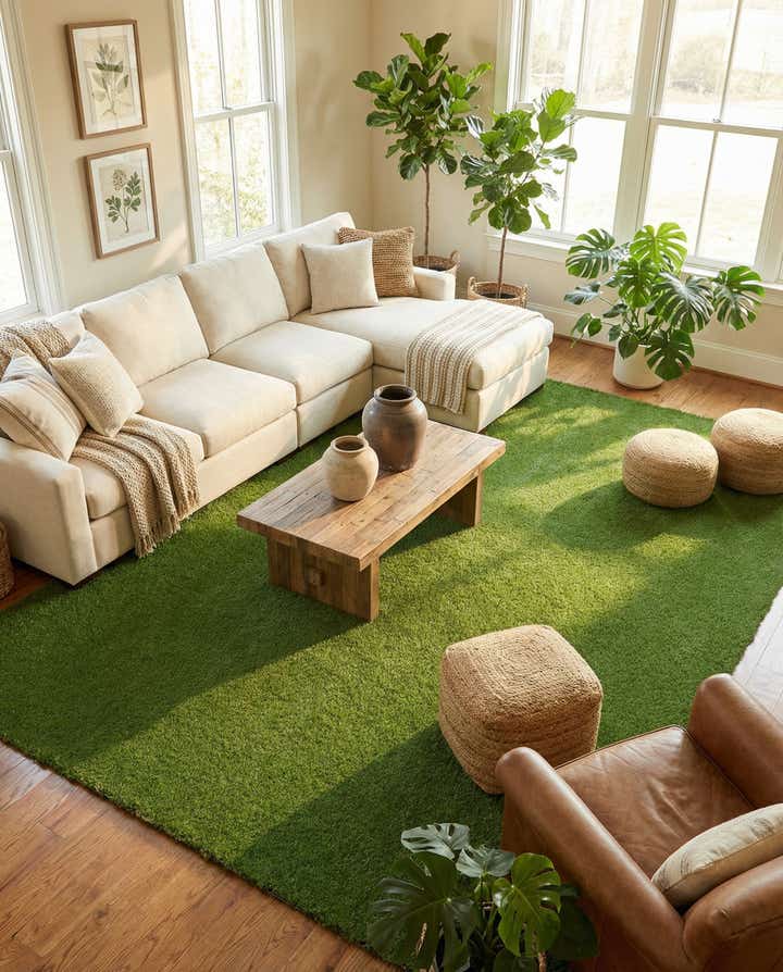 10' x 16' Easy-Clean Grass Indoor / Outdoor Rug