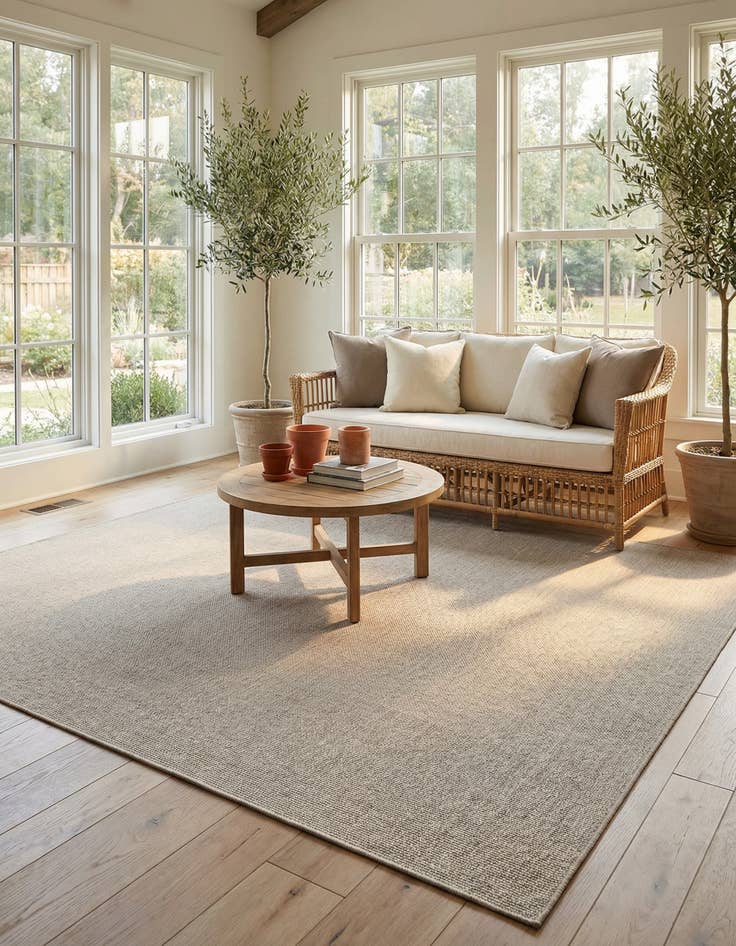 Detail image of 10' x 10' Washable Solid Indoor / Outdoor Square Rug