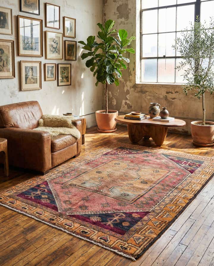 4' 9 x 5' 10 Hand Knotted Ultra Vintage Persian Wool Rug