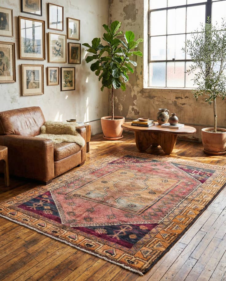 Detail image of 4' 9 x 5' 10 Hand Knotted Ultra Vintage Persian Wool Rug