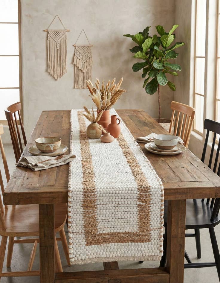 Detail image of  1' 2 x 5' 1  Hand Woven Chindi Jute Table Runner Rug