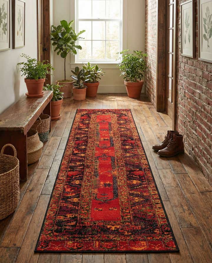 2' x 8' Easy-Clean Tribal Indoor / Outdoor Runner Rug