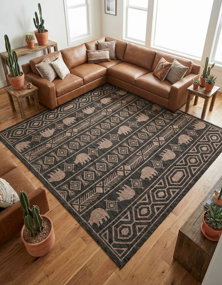 Detail image of 10' x 10' Easy-Clean Southwestern Indoor / Outdoor Square Rug