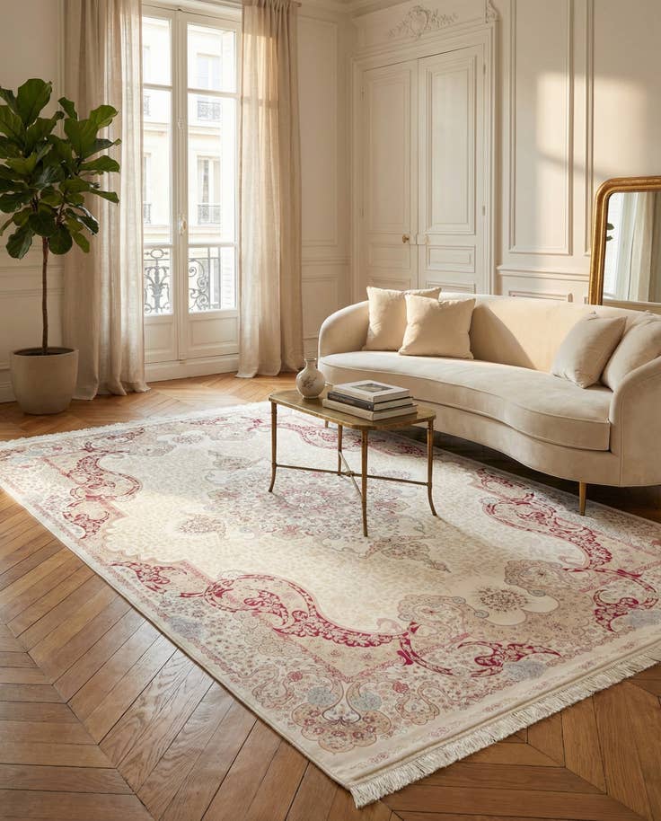 Detail image of 5' x 7' 5 Qom Bamboo Silk Rug