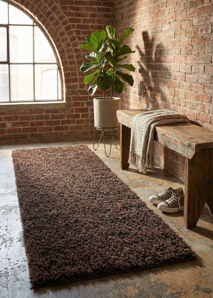 2' x 5' Solid Shag Runner Rug