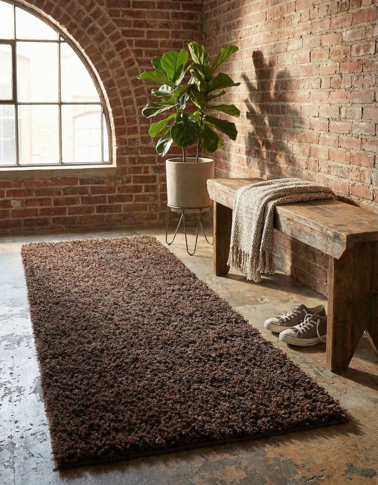 Detail image of 2' x 5' Solid Shag Runner Rug