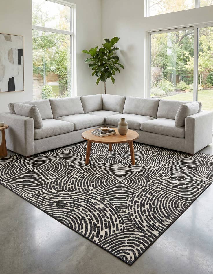 Detail image of  12' x 12'  Washable Modern Indoor / Outdoor Square Rug