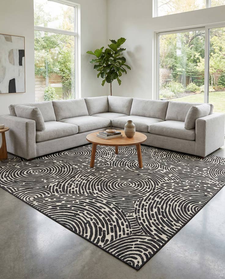 Detail image of 12' x 12' Easy-Clean Modern Indoor / Outdoor Square Rug