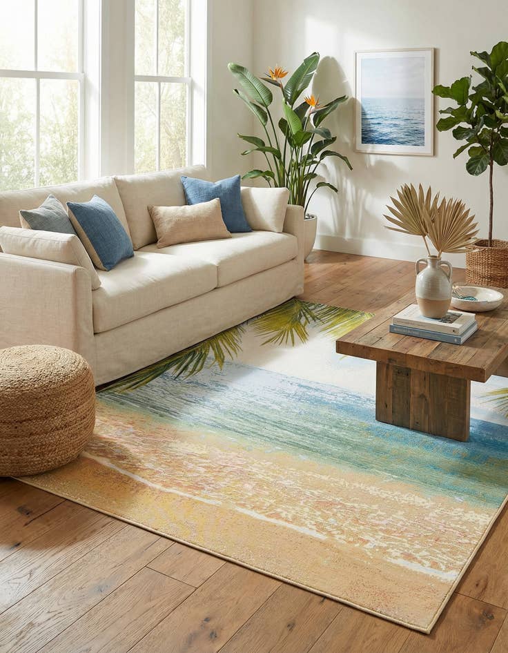 Detail image of 7' 10 x 10' Washable Coastal Indoor / Outdoor Rug