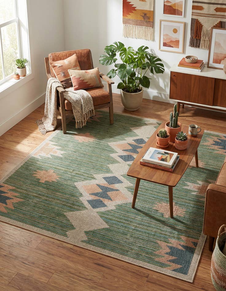 Detail image of 6' x 6'  Washable Baja Indoor / Outdoor Square Rug