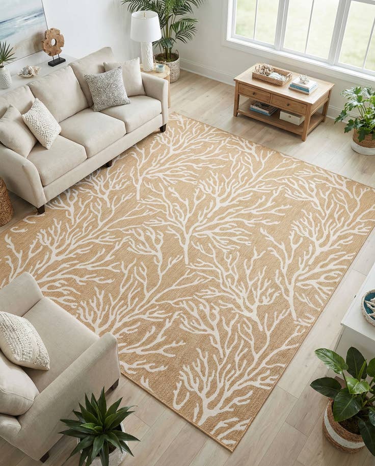 Detail image of 10' x 10' Easy-Clean Coastal Indoor / Outdoor Square Rug