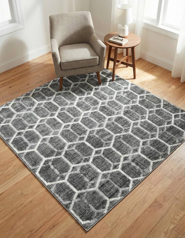 Detail image of 5' 3 x 5' 3 Lattice Trellis Square Rug