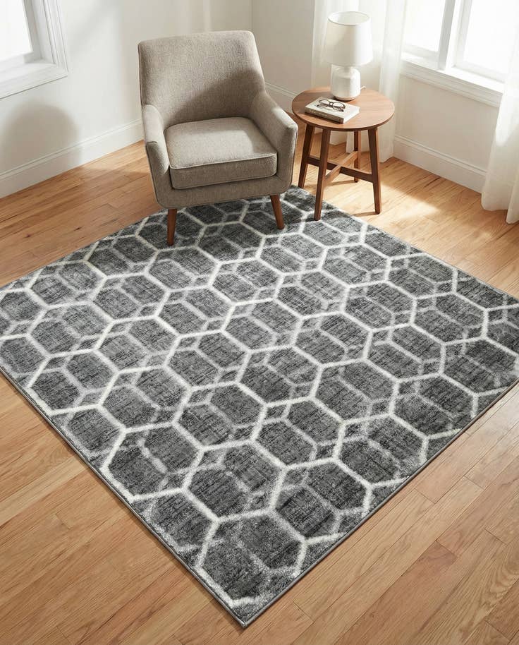 Detail image of 5' 3 x 5' 3 Lattice Trellis Square Rug