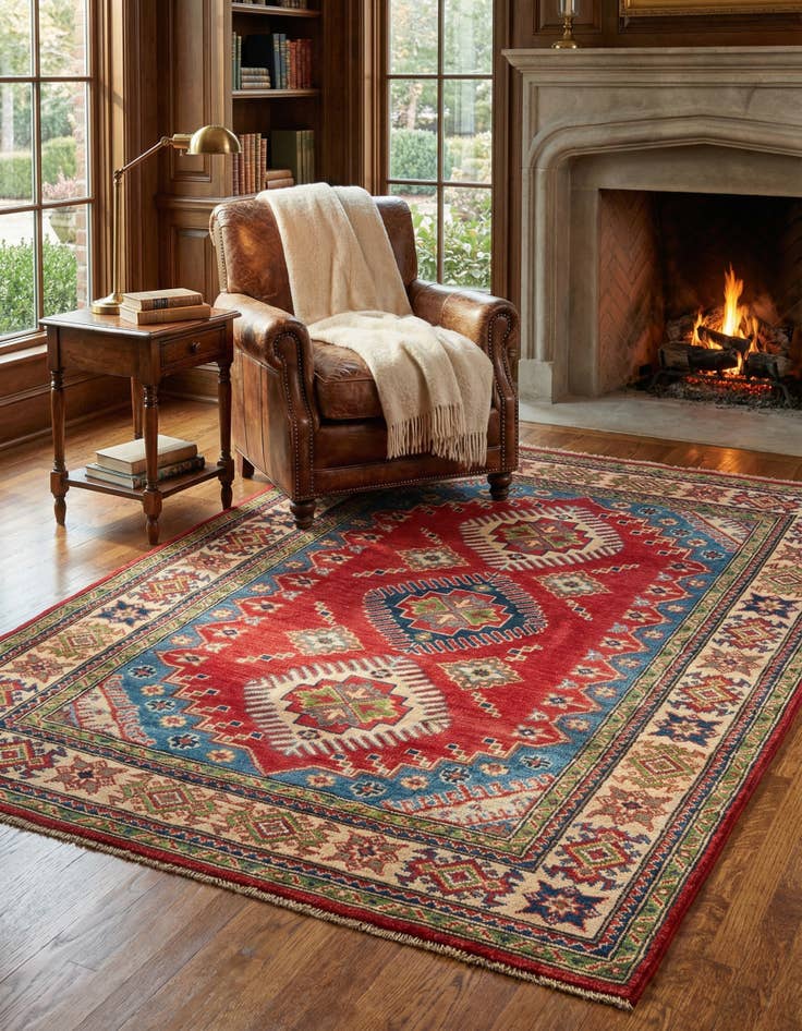 Detail image of 4' 1 x 6' Hand Knotted Kazak Rug