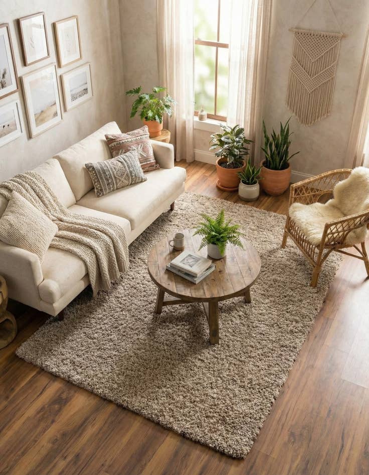 Detail image of 5' 3 x 8' Solid Shag Rug